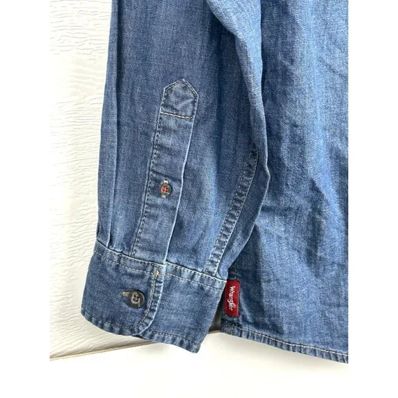 Wrangler Denim Shirt Adult Large Blue Denim - Picture 5 of 16